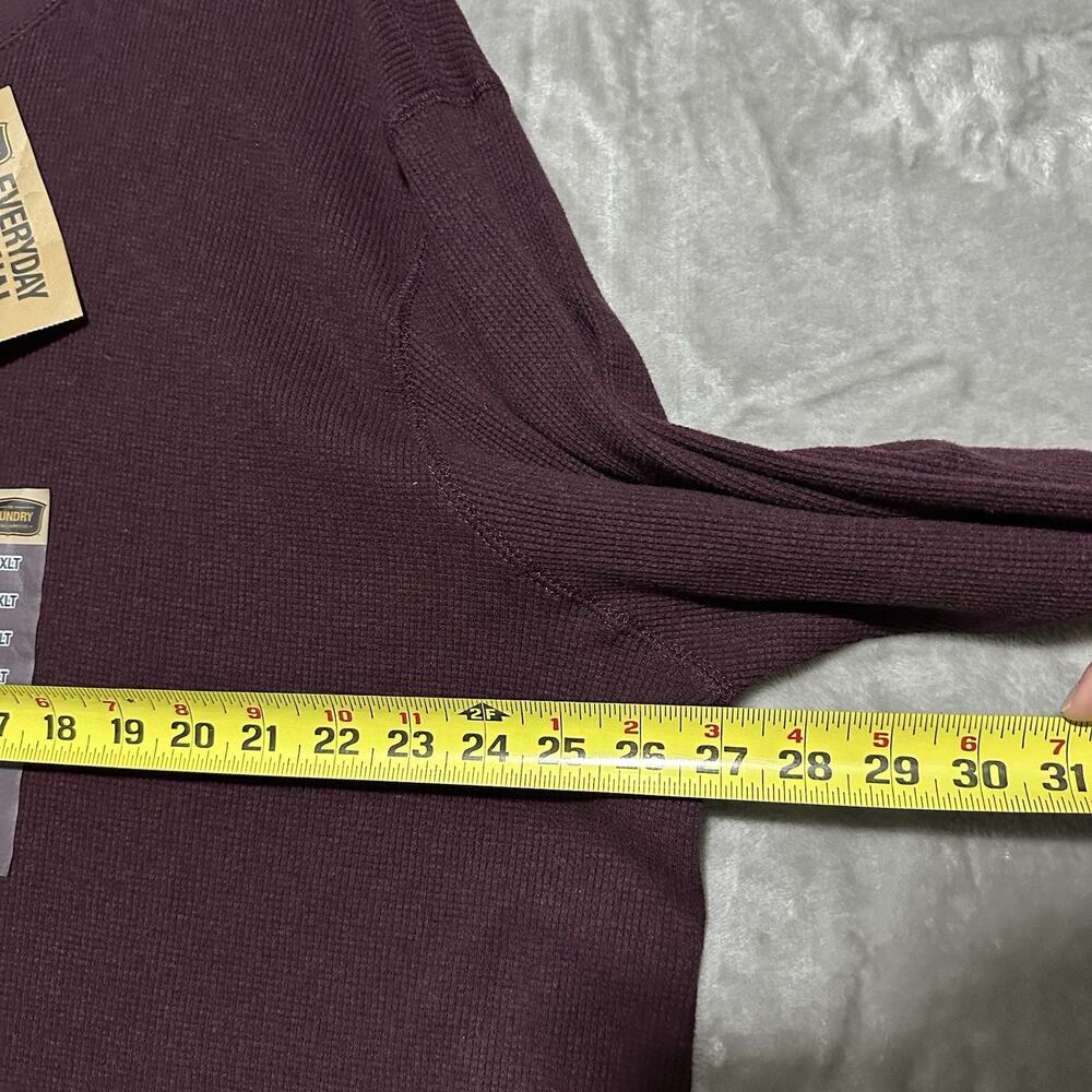 NWT Foundry Supply Co Waffle Knit Henley Shirt Mens Size 2XLT Tall Burgundy Red - Picture 5 of 9